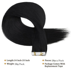 Tape in Hair Extensions Human Hair Seamless Tape in Hair Extensions Invisible Tape ins Virgin Remy Human Hair 50g/pack
