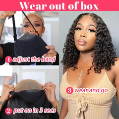 Jerry Curly Lace Front Short Bob Glueless Wigs Human Hair 4x4 Closure Wigs Pre Cut Lace Ready to Wear 13x4 Front Wigs For Women