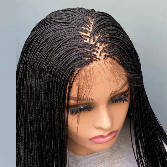 Glueless Micro Braid braided wig on 5x5 HD lace Frontal wig Customizable  braid wigs human