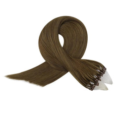 LaaVoo Micro Link Human Hair Extensions 100% Real Natural Straight Brazilian Human Hair Pre-Bonded 50G&100G Remy Micro Ring Hair