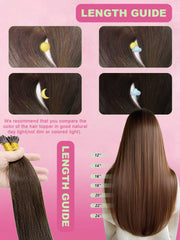 "I" Tip Human Hair Extensions 50 Strands Straight Remy Pre-Bonded Add Length & Volume Natural Looking Hair Extensions P18/613