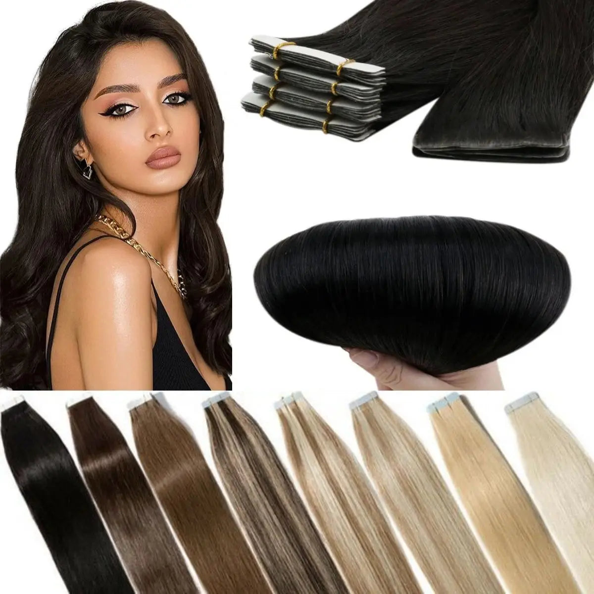 Tape in Hair Extensions Human Hair Seamless Tape in Hair Extensions Invisible Tape ins Virgin Remy Human Hair 50g/pack