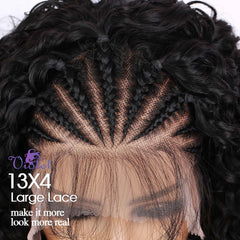 Cornrow Braid Bob Wig Deep Curly Brazilian Human Hair Knotless 13x4 Full Lace Wigs Pre Braided Boho Box Braids Wig For Women