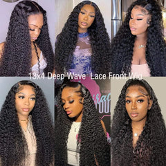 42 Inch  200% Density 13x4 Kinky Curly HD Lace Frontal Wigs Brazilian Water Deep Wave 13x4 Lace Front Human Hair Wig For Women