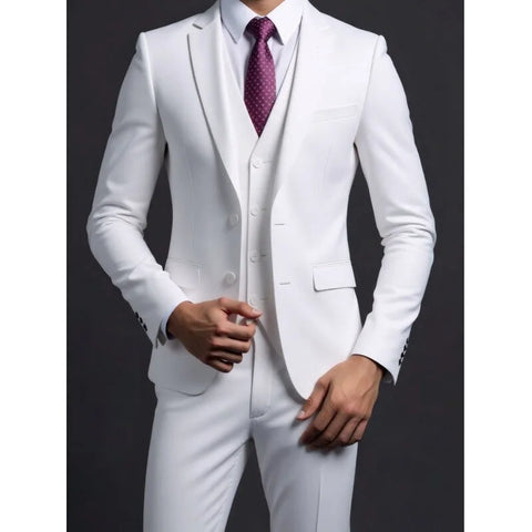 Suit (Blazer+ Vest + Trousers) Men's Fashionable Gentleman Business British Style color Banquet Host Casual Wedding