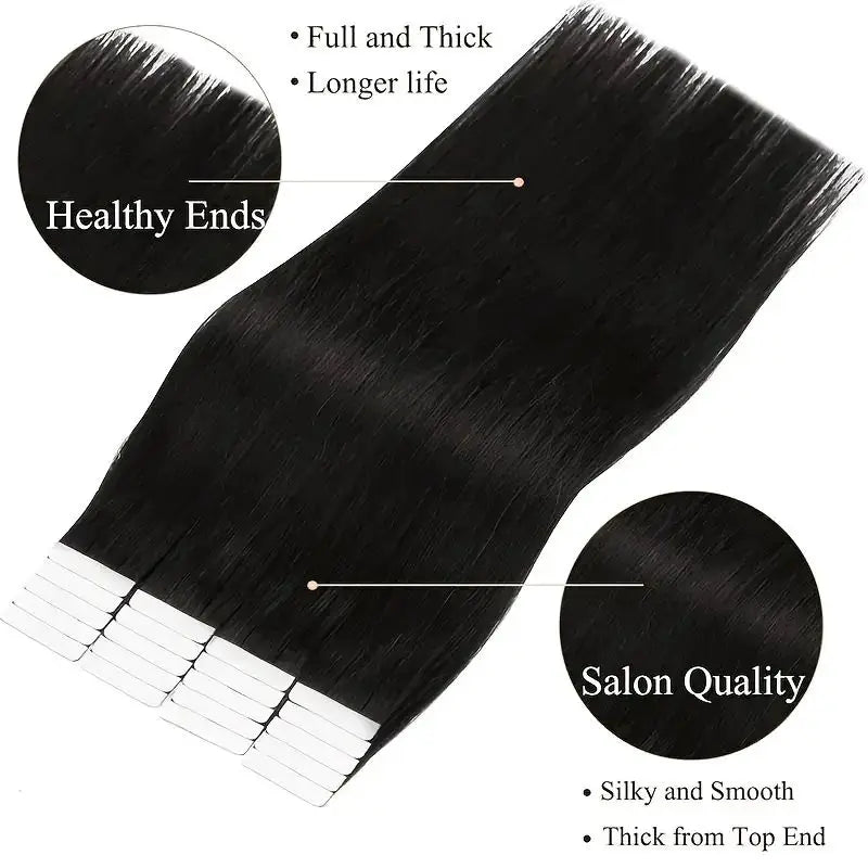 Tape in Hair Extensions Natural Human Hair Brazilian Origina Hair 100% Real Human Hair Extensions 20 Pcs Straight for Women