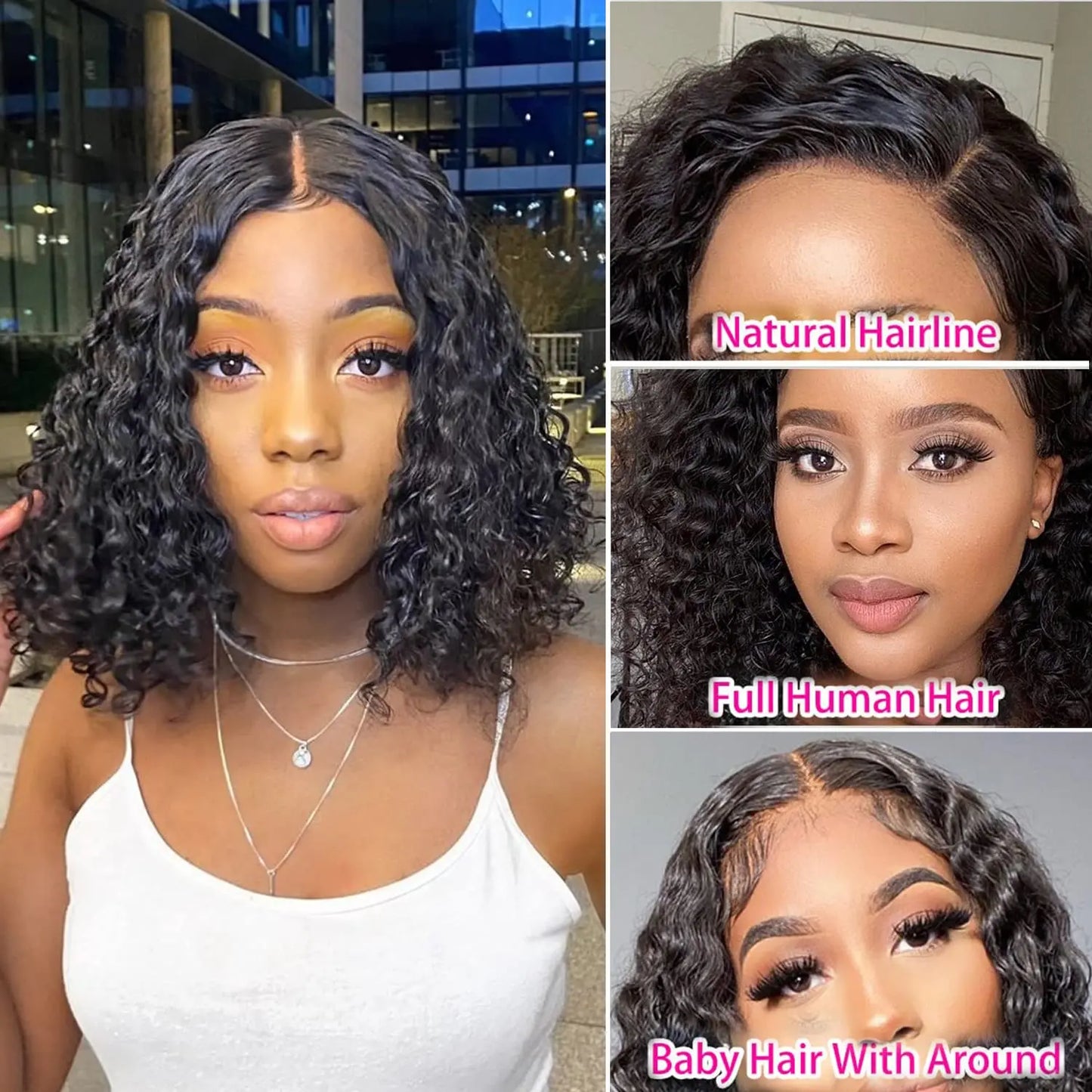 Jerry Curly Lace Front Short Bob Glueless Wigs Human Hair 4x4 Closure Wigs Pre Cut Lace Ready to Wear 13x4 Front Wigs For Women