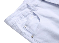 White Staight Jeans RIipped Distressed Jeans