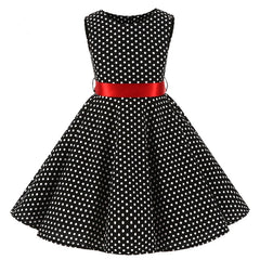 Summer Girls Dress Elegant Vintage Cotton Retro Princess Dress Party Costume Kids Clothes Polka Dot Girl Dress Children Clothing