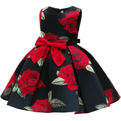 Summer Kids Flower Dresses for Girls Christmas Children Clothing Dress Princess Brithday Wedding Party Baby Girl Dress With Bow