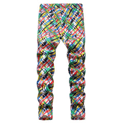 2021 Men's  Fashion High Quality Printed Jeans Men Hip Hop Streetwear Cotton Denim Pants Slim Fit Male Casual