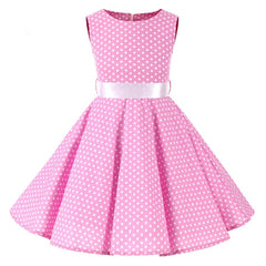 Summer Girls Dress Elegant Vintage Cotton Retro Princess Dress Party Costume Kids Clothes Polka Dot Girl Dress Children Clothing