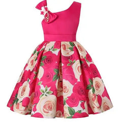 Summer Kids Flower Dresses for Girls Christmas Children Clothing Dress Princess Brithday Wedding Party Baby Girl Dress With Bow