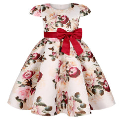 Summer Kids Flower Dresses for Girls Christmas Children Clothing Dress Princess Brithday Wedding Party Baby Girl Dress With Bow