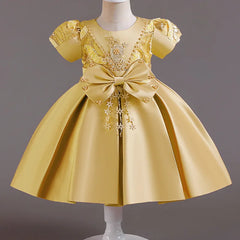 Toddler Baby Girl Birthday Princess Dresses Newborn Wedding Party Dress for Girls Infant Embroidery Bow Summer Clothes