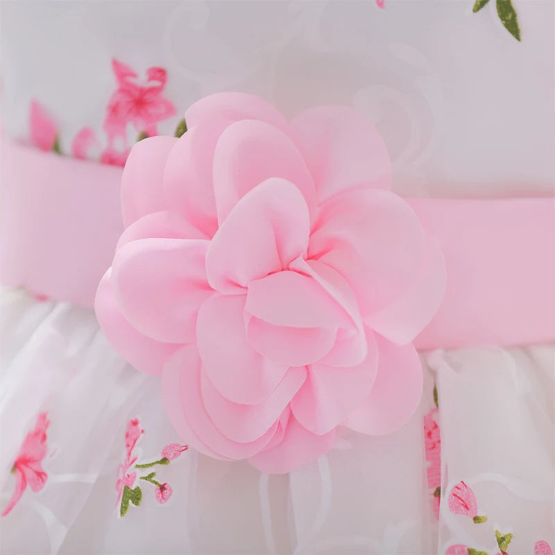 Summer Pink Flower Dress for Girl  kid clothes party wedding Birthday