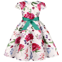 Summer Kids Flower Dresses for Girls Christmas Children Clothing Dress Princess Brithday Wedding Party Baby Girl Dress With Bow