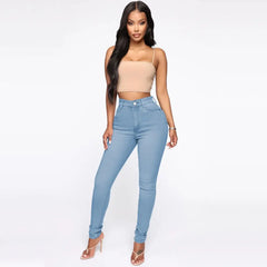 Ins Style Hip Lifting Slimming Jeans for Women With Peach Hips European and American Style High Waist Jeans for Women
