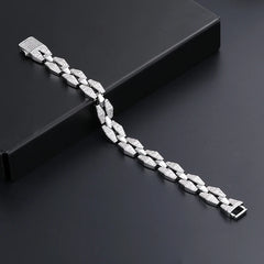 Hip Hop Rapper Miami Cuban Chain Bracelet CZ Zircon Ice Out Men's Copper Bracelet
