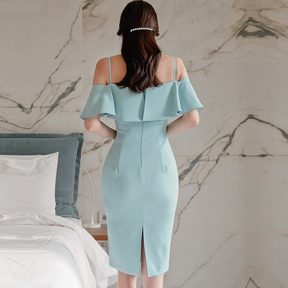 Temperament Elegant Party Dress 2022 Summer Simple Small Side Folds Sexy Sling Sleeveless High Waist Tight Dress Women