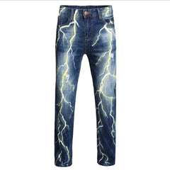 2021 Men's  Fashion High Quality Printed Jeans Men Hip Hop Streetwear Cotton Denim Pants Slim Fit Male Casual