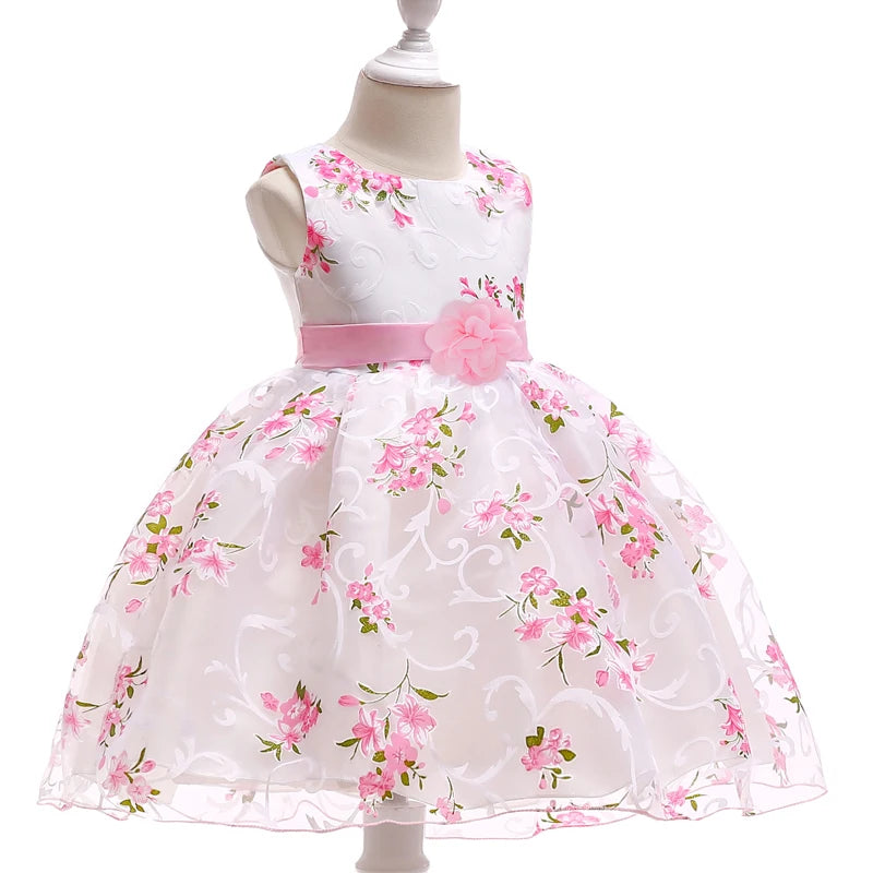 Summer Pink Flower Dress for Girl  kid clothes party wedding Birthday