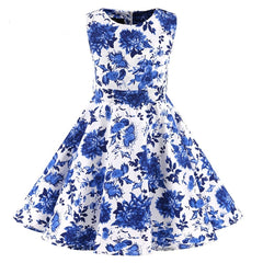 Summer Girls Dress Elegant Vintage Cotton Retro Princess Dress Party Costume Kids Clothes Polka Dot Girl Dress Children Clothing