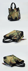 Ethnic Style Sequins Tote Bag, Peacock Embroidery Handbags, Vintage Canvas Crossbody Bag