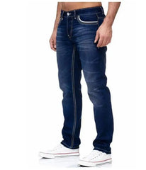 KY Support Custom and Drop Shipping Thick Contrast Stitching New Street Tall Jeans Cross Embroidered Jeans Men Patch Mens Jeans