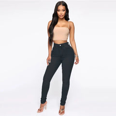 Ins Style Hip Lifting Slimming Jeans for Women With Peach Hips European and American Style High Waist Jeans for Women