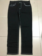 KY Support Custom and Drop Shipping Thick Contrast Stitching New Street Tall Jeans Cross Embroidered Jeans Men Patch Mens Jeans