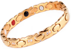 Light Luxury Fashion Gold Artificial Zircon Titanium Steel 18K Gold Plated Women's Bracelet Health Magnet Bracelet