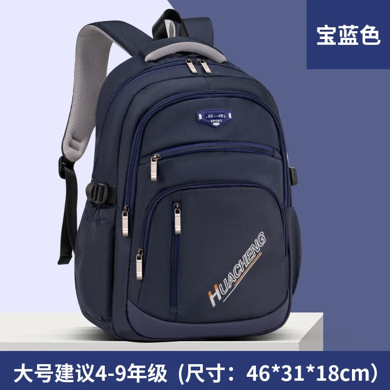 Lightweight Durable Large-Capacity Waterproof Oxford Backpack Fashion Schoolbag for Junior High Students Grades 1-9