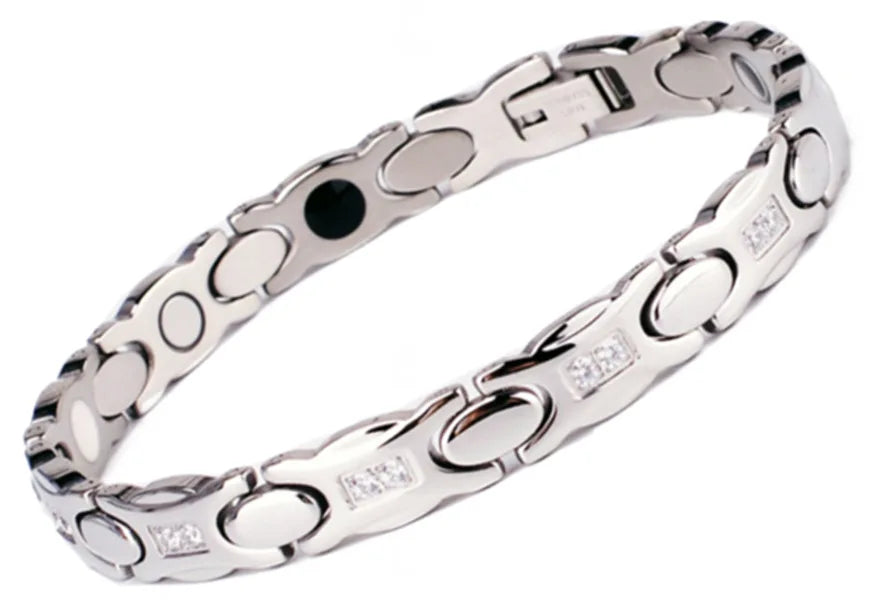 Light Luxury Fashion Gold Artificial Zircon Titanium Steel 18K Gold Plated Women's Bracelet Health Magnet Bracelet