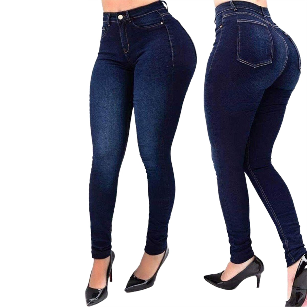 Women High Stretch Skinny Denim Jeans Cropped Pencil Pants Washed High Waist Demin Jeggings Ladies Spring Autumn Trousers Jeans