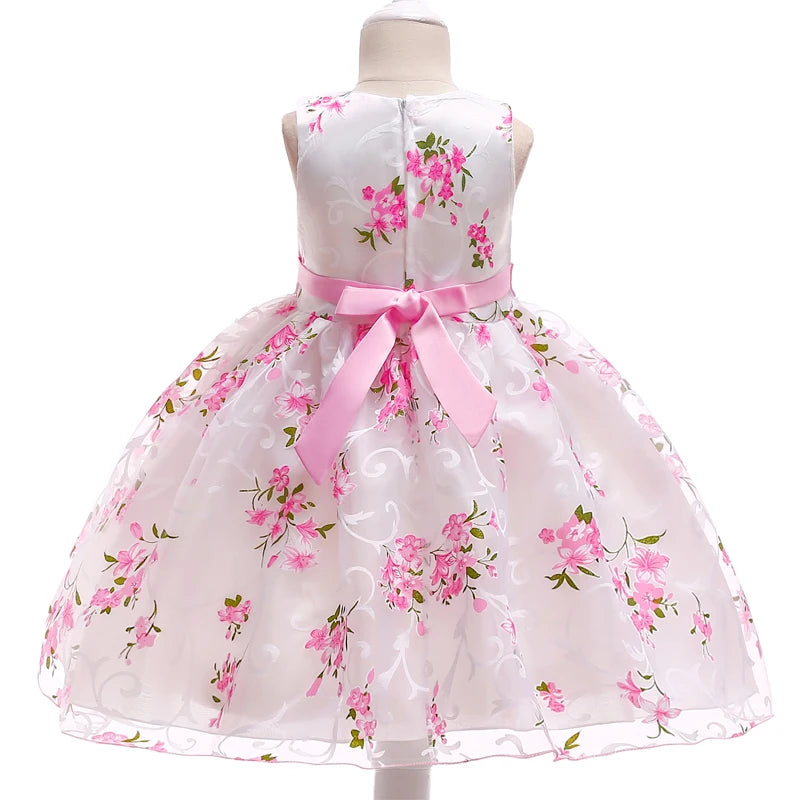 Summer Pink Flower Dress for Girl  kid clothes party wedding Birthday