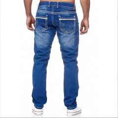 KY Support Custom and Drop Shipping Thick Contrast Stitching New Street Tall Jeans Cross Embroidered Jeans Men Patch Mens Jeans