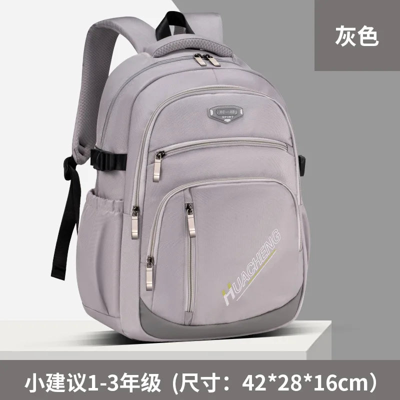 Lightweight Durable Large-Capacity Waterproof Oxford Backpack Fashion Schoolbag for Junior High Students Grades 1-9