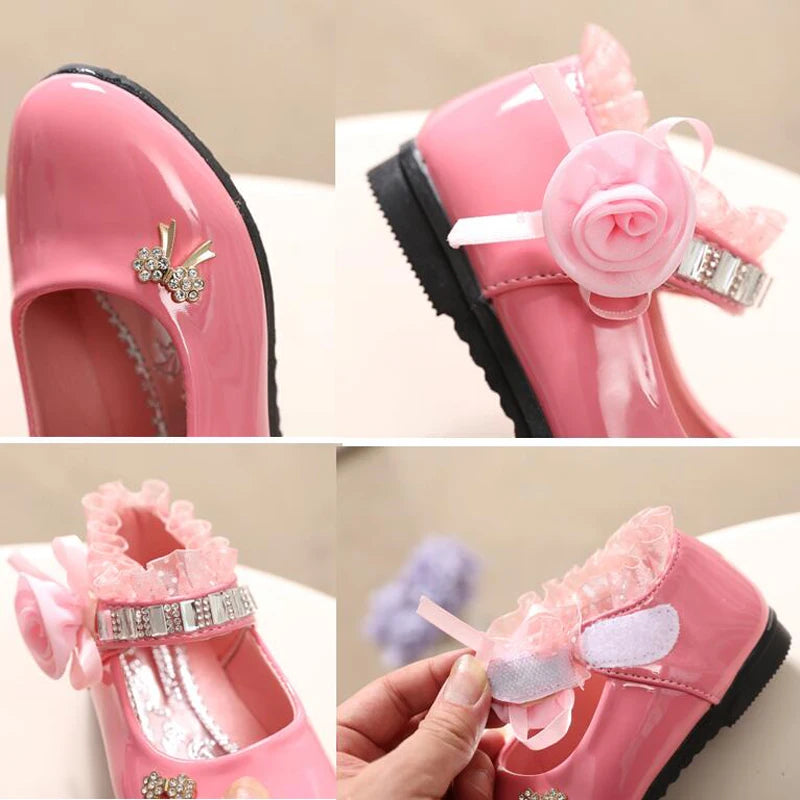 Children's Shoes For Girls spring Lace  leather shoes fashion