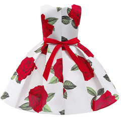 Summer Kids Flower Dresses for Girls Christmas Children Clothing Dress Princess Brithday Wedding Party Baby Girl Dress With Bow