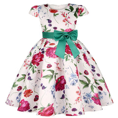 Summer Kids Flower Dresses for Girls Christmas Children Clothing Dress Princess Brithday Wedding Party Baby Girl Dress With Bow