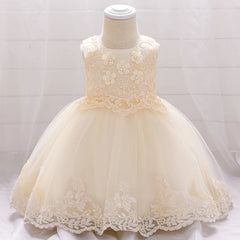 Baby Flower White Baptism Party Dress for Baby Girls Tulle 1st Birthday Wedding Princess Dress First Communion Ball Gown Vestido