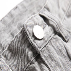 Mens Jeans Large-size Straight Light Gray Denim Trousers Spring  Ripped Jeans