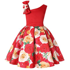 Summer Kids Flower Dresses for Girls Christmas Children Clothing Dress Princess Brithday Wedding Party Baby Girl Dress With Bow