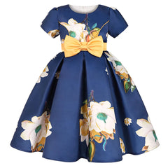 Summer Kids Flower Dresses for Girls Christmas Children Clothing Dress Princess Brithday Wedding Party Baby Girl Dress With Bow