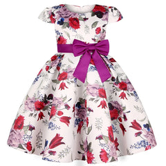 Summer Kids Flower Dresses for Girls Christmas Children Clothing Dress Princess Brithday Wedding Party Baby Girl Dress With Bow