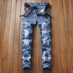 2021 Men's  Fashion High Quality Printed Jeans Men Hip Hop Streetwear Cotton Denim Pants Slim Fit Male Casual