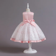 2023 Infant Baby Baptism Dress for Girls Kids Wedding Party Dresses Bow Beaded Tulle Christening Gown Birthday Children Clothes