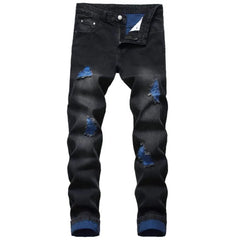 2021 Men's  Fashion High Quality Printed Jeans Men Hip Hop Streetwear Cotton Denim Pants Slim Fit Male Casual