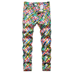 2021 Men's  Fashion High Quality Printed Jeans Men Hip Hop Streetwear Cotton Denim Pants Slim Fit Male Casual